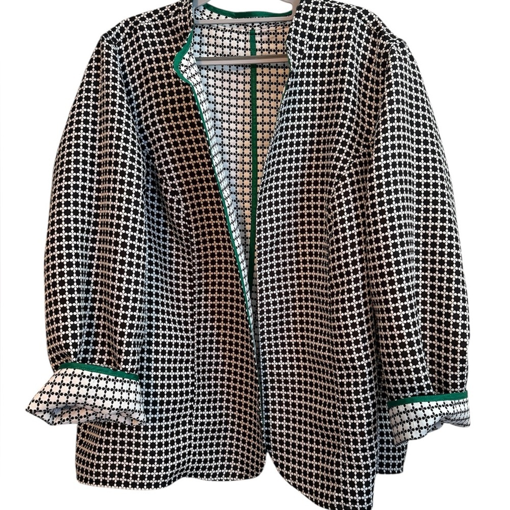 Catherines Black and White Reversable Blazer with Green Trim